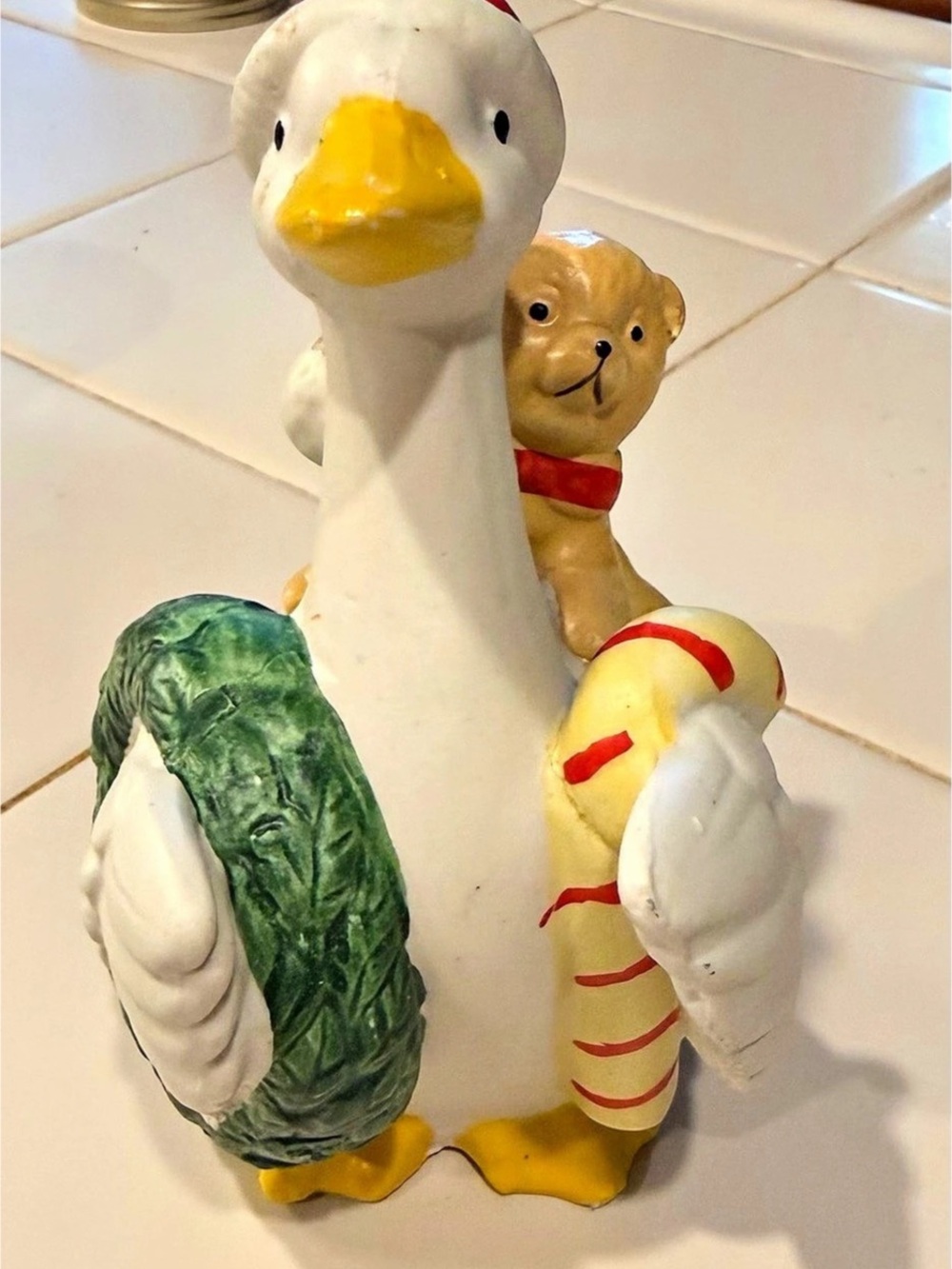 Goose & Bear Ceramic Christmas Figurine Decor “GOT”